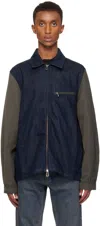 Ps By Paul Smith Navy & Khaki Zip Denim Jacket In R Blues