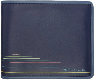 Ps By Paul Smith Navy Bifold Wallet In 49 Blues