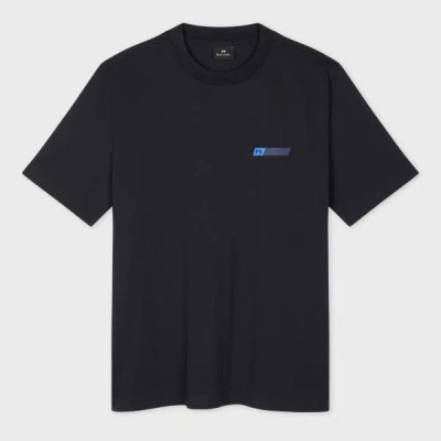 Ps By Paul Smith Navy Blue Ps Tilt Logo Cotton-blend T-shirt