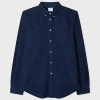 Ps By Paul Smith Navy Blue Tailored-fit Cord Shirt In Blue