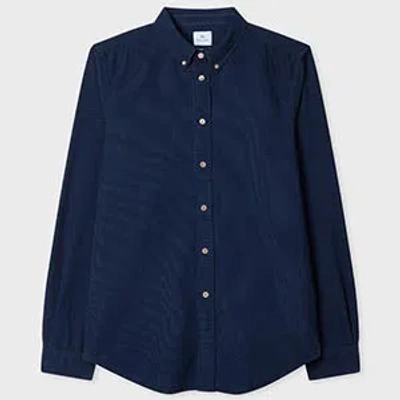 Ps By Paul Smith Navy Blue Tailored-fit Cord Shirt