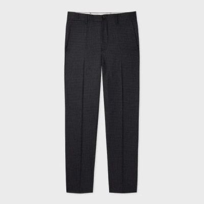 Ps By Paul Smith Navy Check Mid-fit Wool Stretch Trousers Blue