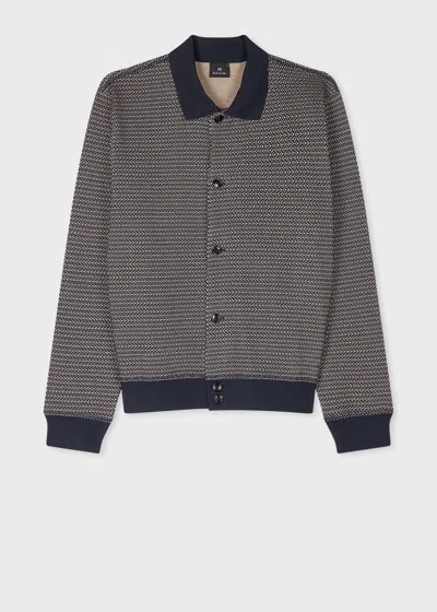 Ps By Paul Smith Navy Cotton-blend Jersey Cardigan Blue