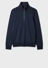 Ps By Paul Smith Navy Cotton-blend 'sports Stripe' Trim Quarter Zip Sweatshirt Blue In Blue