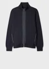 Ps By Paul Smith Navy Cotton-blend Zip Sweatshirt With Contrast Placket Trim Blue