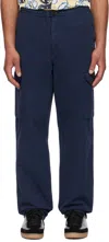 Ps By Paul Smith Navy Cotton-linen Cargo Pants In 47 Navy