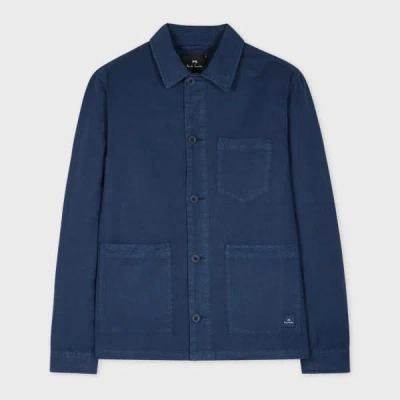 Ps By Paul Smith Navy Cotton-linen Work Jacket Blue