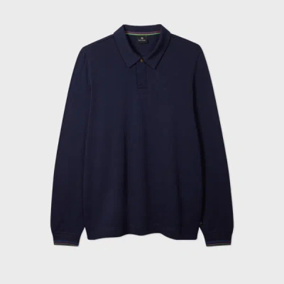 Ps By Paul Smith Navy Cotton-modal Long-sleeve Polo Shirt Blue