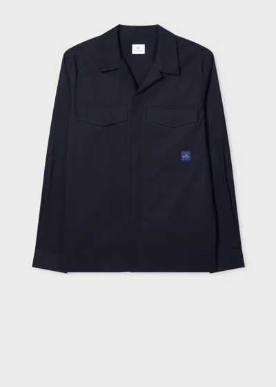PS BY PAUL SMITH NAVY COTTON-NYLON DOUBLE POCKET OVERSHIRT BLUE