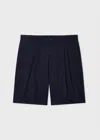 Ps By Paul Smith Navy Cotton-nylon Pleated Shorts Blue