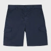 Ps By Paul Smith Navy Cotton-sateen Cargo Shorts Blue In Blue