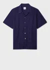 Ps By Paul Smith Navy Cotton Textured-jacquard Short-sleeve Shirt Blue