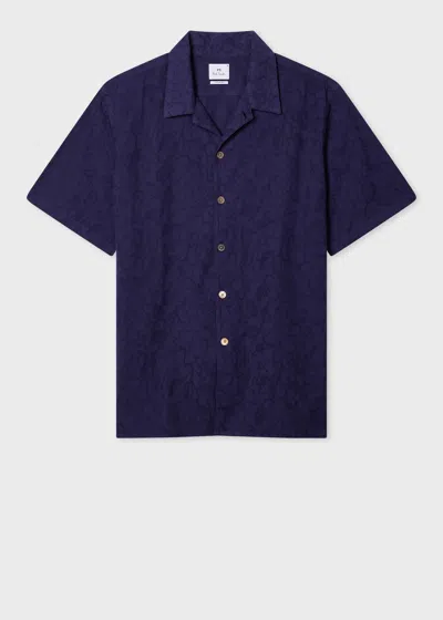 Ps By Paul Smith Navy Cotton Textured-jacquard Short-sleeve Shirt Blue