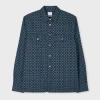 Ps By Paul Smith Navy Cross-stitch Textured Jacquard Shirt Blue In Blue