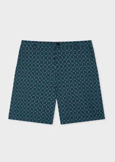 Ps By Paul Smith Navy Cross-stitch Textured Jacquard Shorts Blue