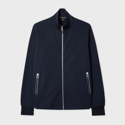 Ps By Paul Smith Navy Double Face Cotton-blend Track Top Blue