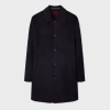 Ps By Paul Smith Navy Double-face Wool-blend Overcoat Blue In Black