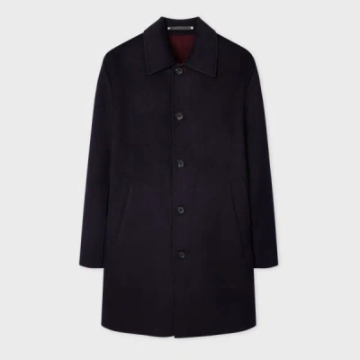 Ps By Paul Smith Navy Double-face Wool-blend Overcoat Blue In Black