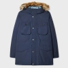 Ps By Paul Smith Navy Down Parka With Faux Fur Hood Blue In Blue
