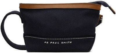 Ps By Paul Smith Navy Embroidered Messenger Bag In Blue