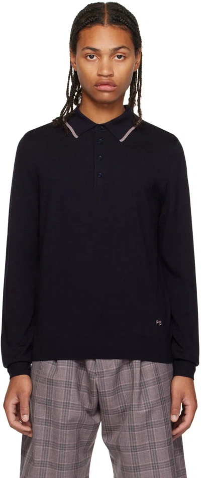 Ps By Paul Smith Navy Embroidered Polo In 49 Blues