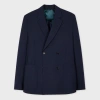 Ps By Paul Smith Navy Gingham Wool-blend Double-breasted Blazer Blue