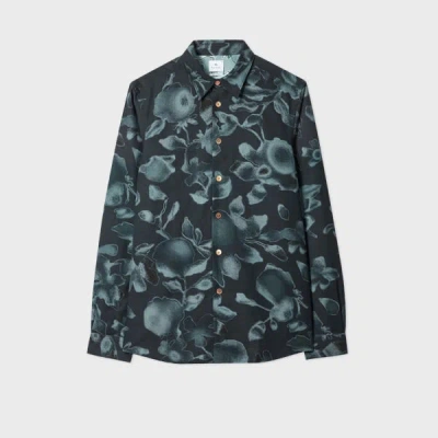 Ps By Paul Smith Navy 'good Fortune Floral' Print Shirt Blue