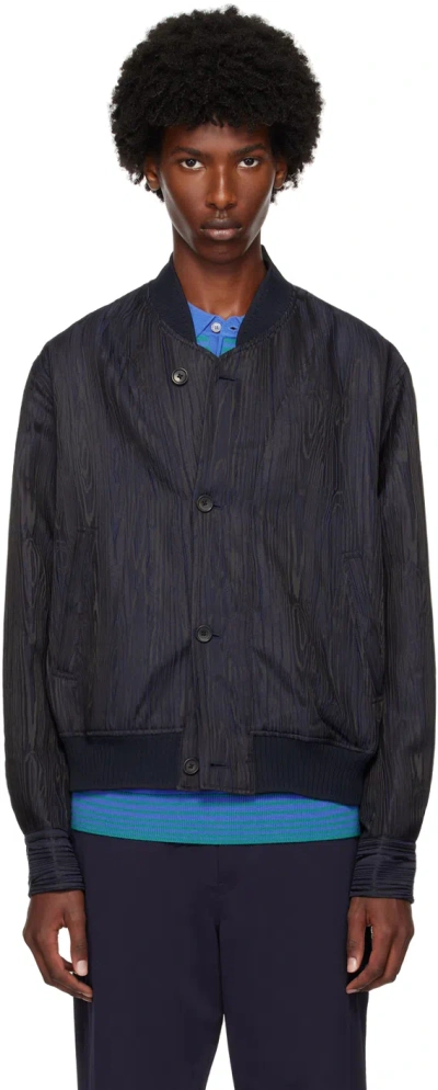 Ps By Paul Smith Navy Graphic Pattern Bomber In 49 Blues
