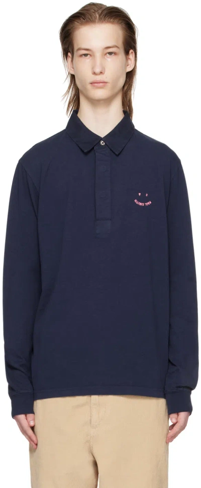 Ps By Paul Smith Navy Happy Polo In 49a Blues