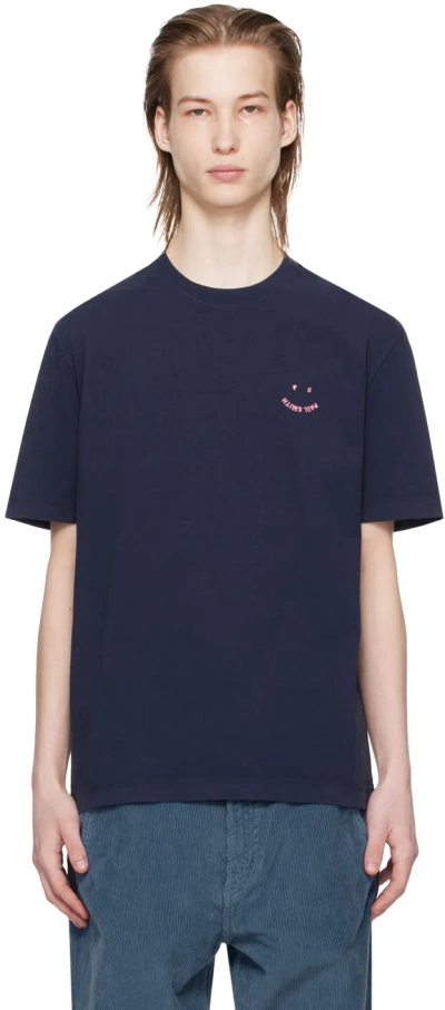 Ps By Paul Smith Navy Happy T-shirt In 49a Blues