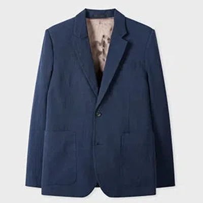 Ps By Paul Smith Navy Linen-cotton Buggy-lined Blazer Blue
