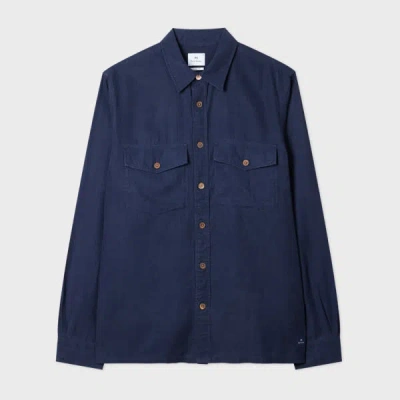 Ps By Paul Smith Navy Lyocell-cotton Patch-pocket Shirt Blue