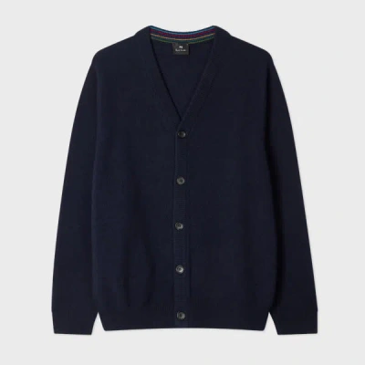 Ps By Paul Smith Navy Merino Wool Cardigan Blue