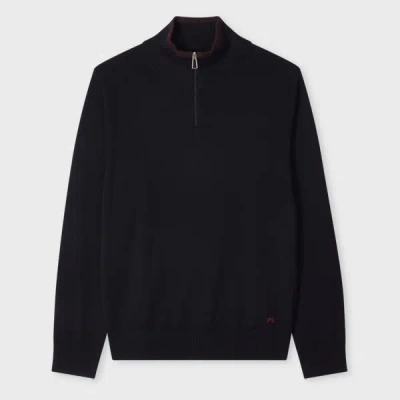 Ps By Paul Smith Navy Merino Wool Half Zip Sweater Blue