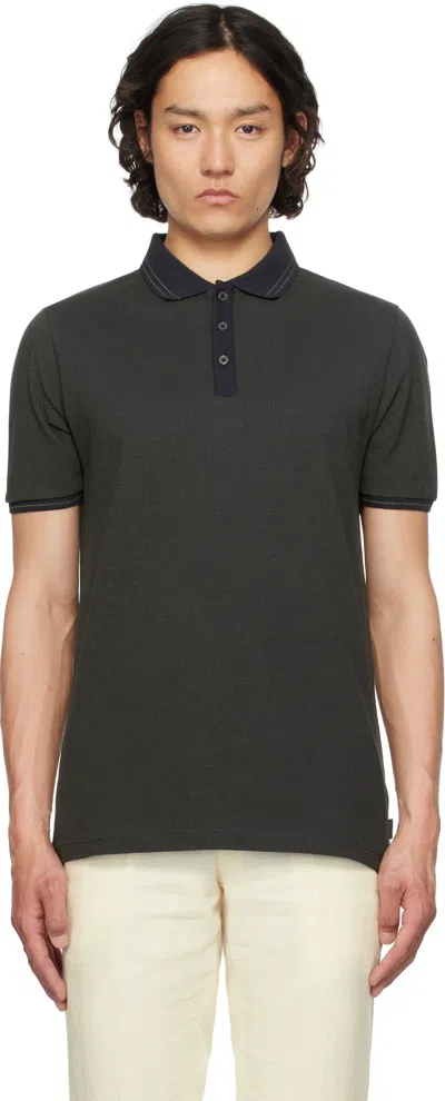Ps By Paul Smith Navy Micro Jacquard Organic Cotton Polo In 49 Blue