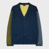 Ps By Paul Smith Navy Mixed-panel Cotton Cardigan Blue In Blue