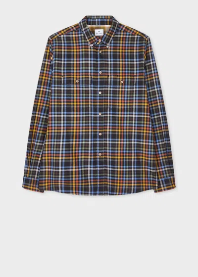 Ps By Paul Smith Navy Multicolour Check Cotton Double-pocket Shirt