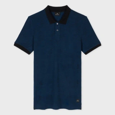 Ps By Paul Smith Navy Patchwork Jacquard Polo Shirt Blue