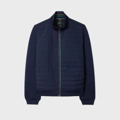 Ps By Paul Smith Navy Quilted Mixed Media Jacket Blue