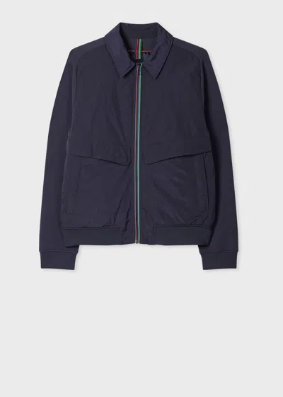 Ps By Paul Smith Navy Recycled-nylon Mixed Media Short Jacket Blue