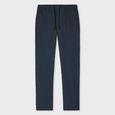 Ps By Paul Smith Navy Stretch-cotton Seersucker Drawstring Trousers Blue