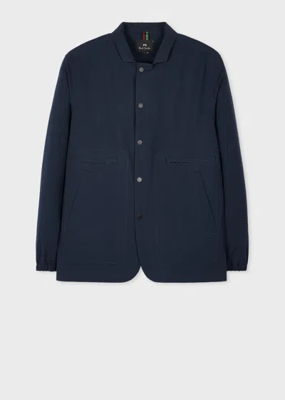 Ps By Paul Smith Navy Stretch-cotton Seersucker Jacket Blue