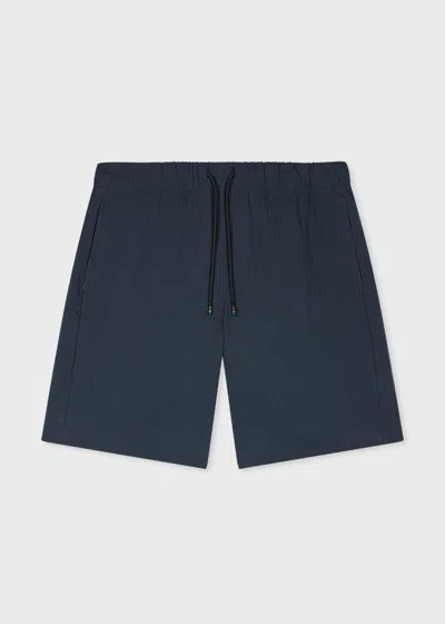 Ps By Paul Smith Navy Stretch-cotton Seersucker Shorts Blue