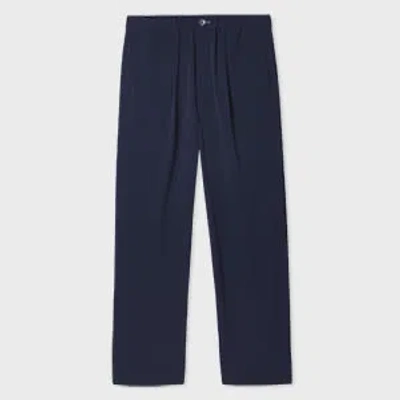 Ps By Paul Smith Navy Stretch Pleated Trousers Blue