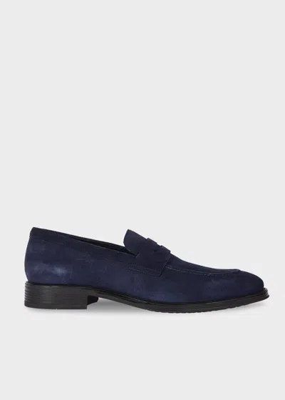 Ps By Paul Smith Navy Suede 'pierce' Loafers Blue