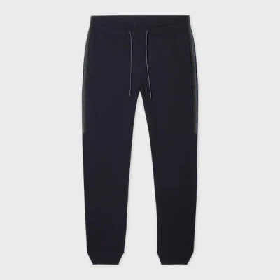 Ps By Paul Smith Navy Sweatpants With Embroidered Stripe Trim Blue