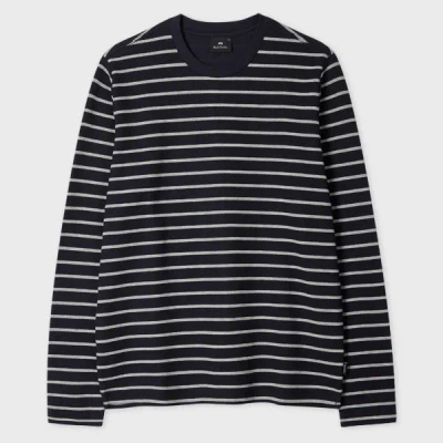 Ps By Paul Smith Navy Textured Stripe Sweatshirt Blue