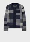 Ps By Paul Smith Navy Tonal Patchwork Zip-through Cardigan Blue In Blue