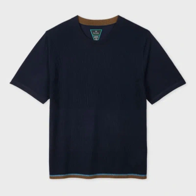 Ps By Paul Smith Navy Washable Merino Wool T-shirt Blue