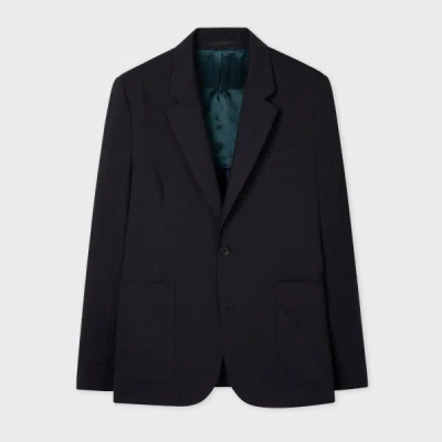 Ps By Paul Smith Navy Wool And Cotton-blend Buggy-lined Blazer Blue In Black